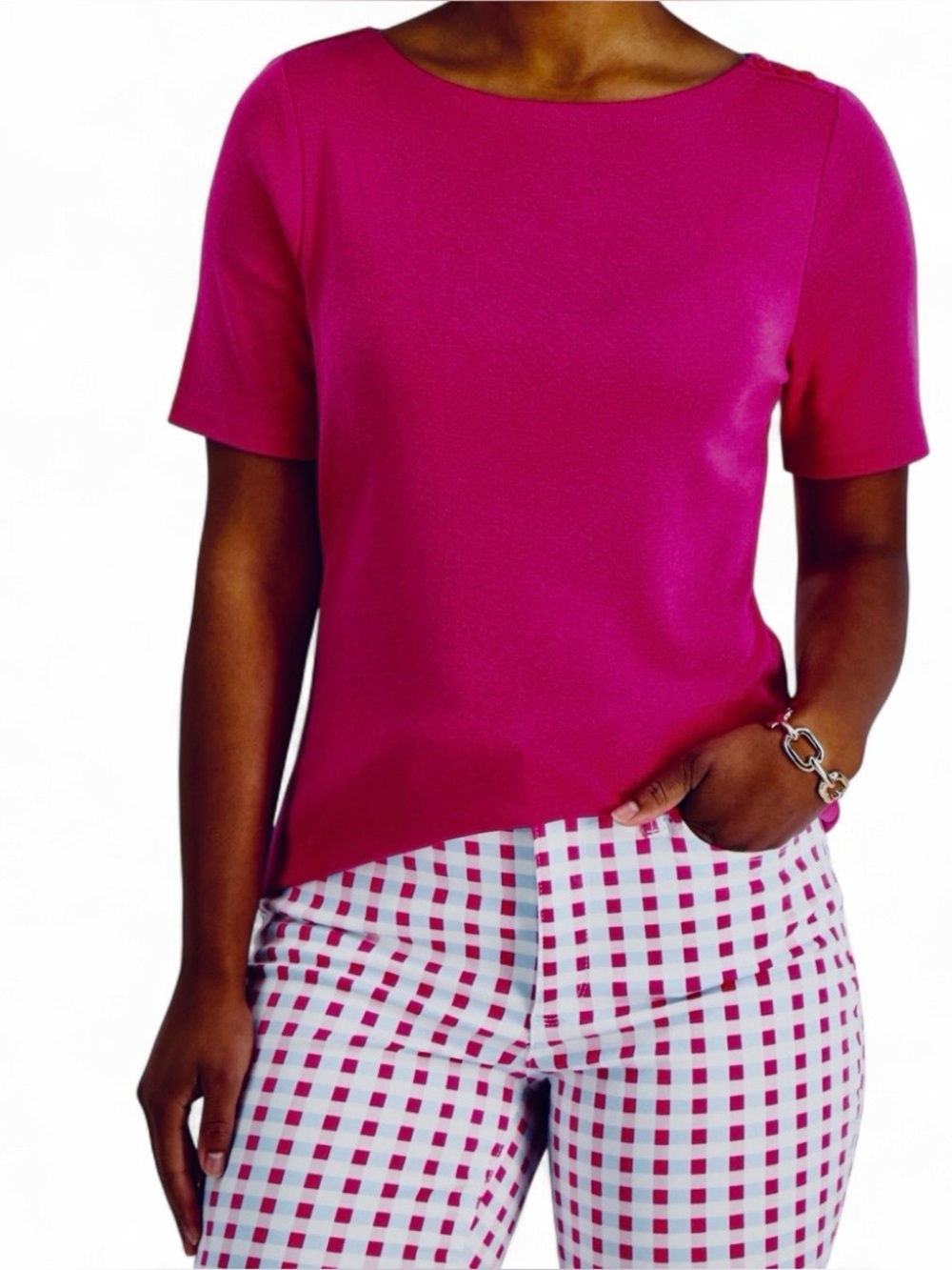 Charter Club Pink Solid Supima Cotton Knit Crew Neck Short Sleeve T-Shirt M